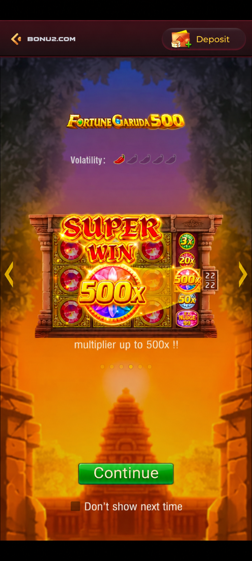 BONU2 Fortune Garuda game screen